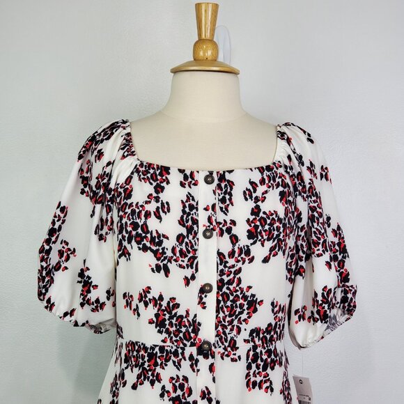 Ophelia Roe Feminine Button Front Midi Dress NEW NWT Size L - Picture 2 of 14